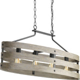 Progress Lighting Gulliver 4-Light Graphite Farmhouse Linear Large Hanging Kitchen Island Light