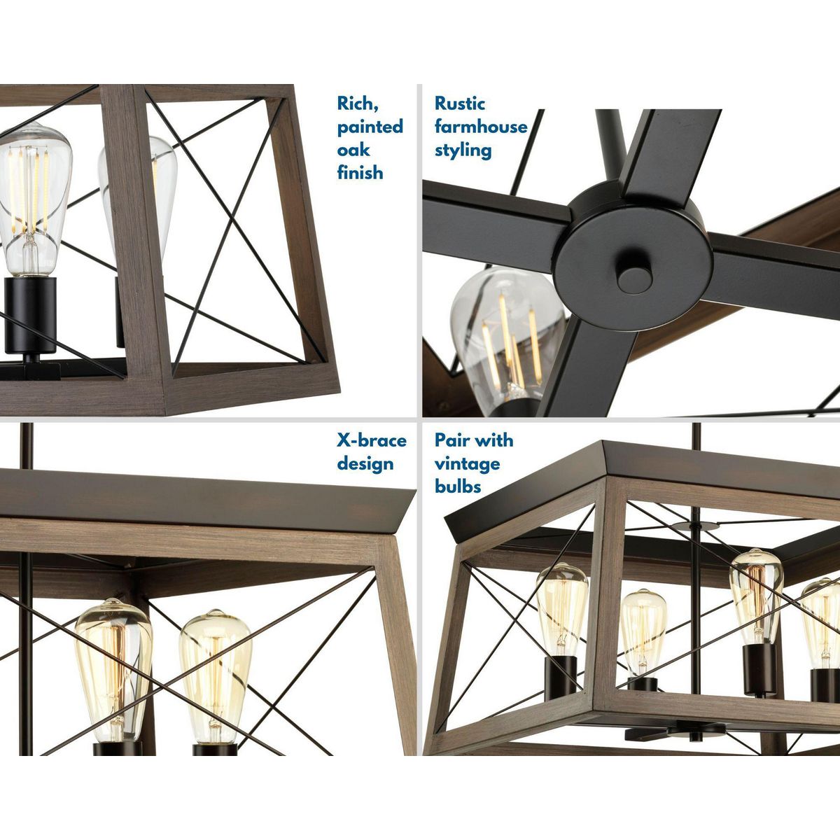 Progress Lighting Briarwood 4-Light Antique Bronze Farmhouse Chandelier, 20-in
