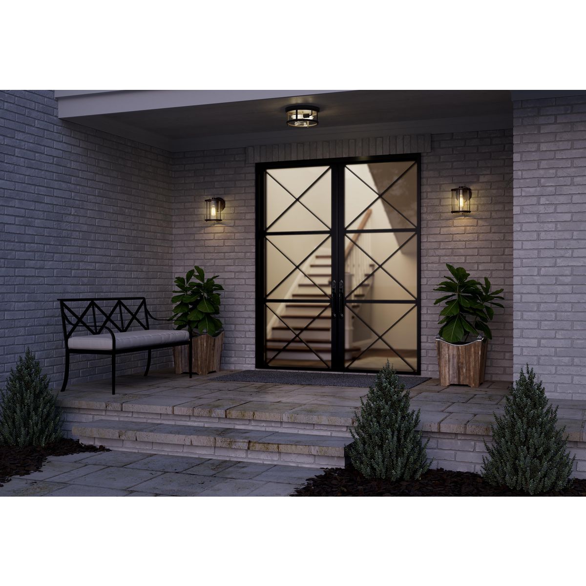 Progress Lighting Gunther 12.625-in Antique Bronze Transitional Incandescent Flush Mount Light