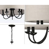 Progress Lighting Drum Shade 5-Light Matte Black Farmhouse Chandelier