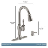 Arsdale Single-Handle Pull-Down Sprayer Kitchen Faucet with Soap/Lotion Dispenser in Vibrant Stainless - Super Arbor