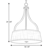 Progress Lighting Arden 3-Light Antique Bronze Transitional Drum Medium Hanging Pendant Light