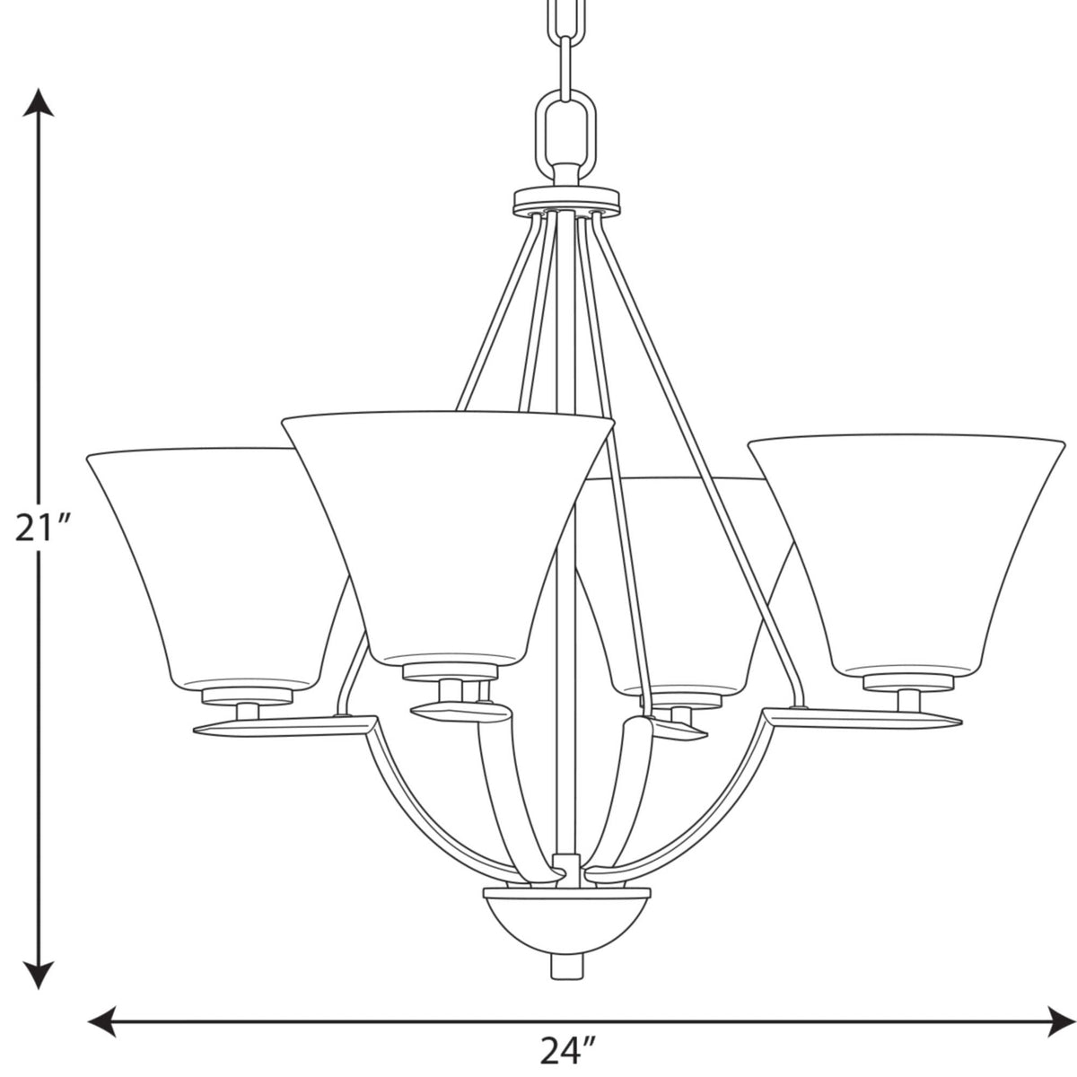 Progress Lighting Bravo 4-Light Antique Bronze Transitional Chandelier