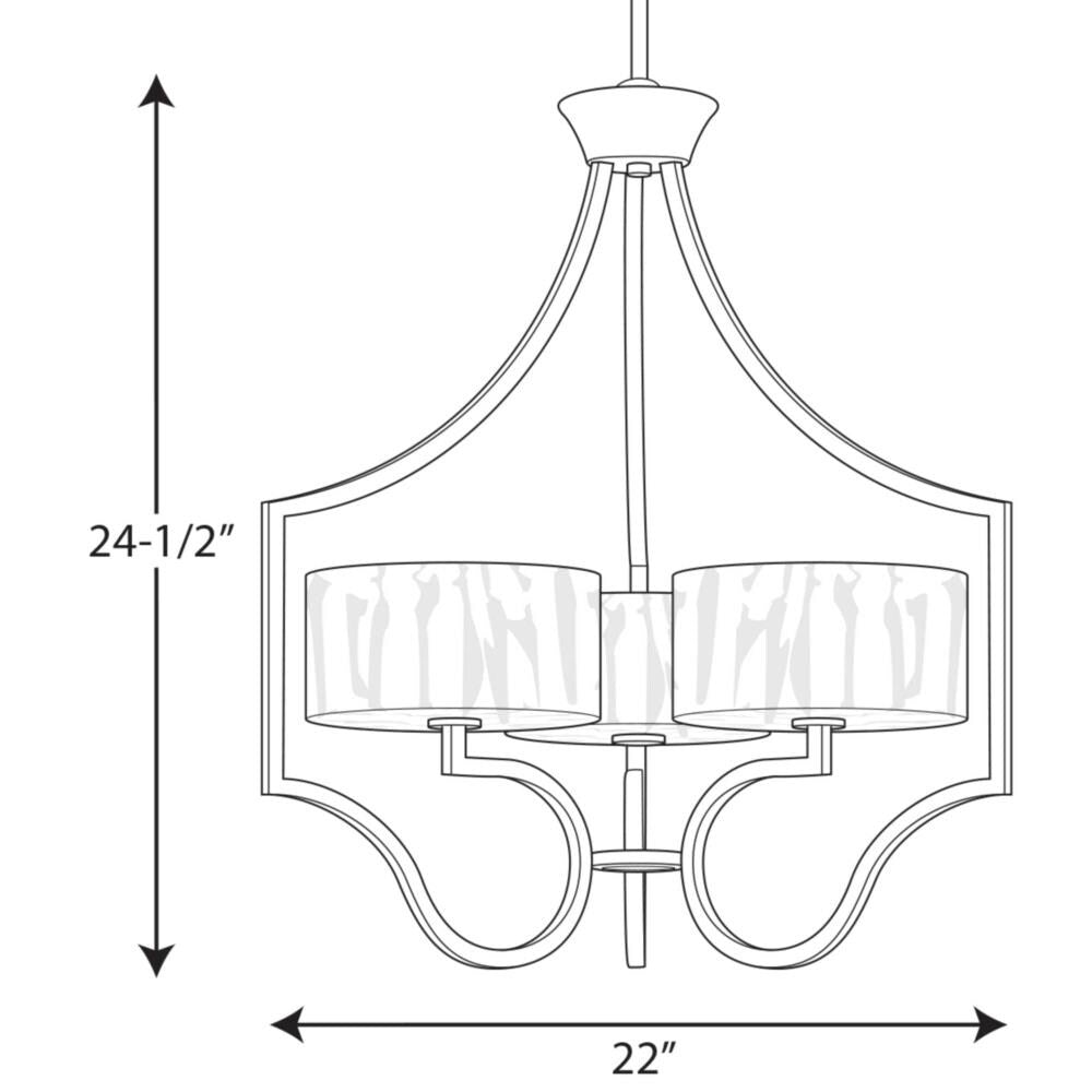 Progress Lighting Caress 3-Light Polished Nickel Modern/Contemporary Chandelier