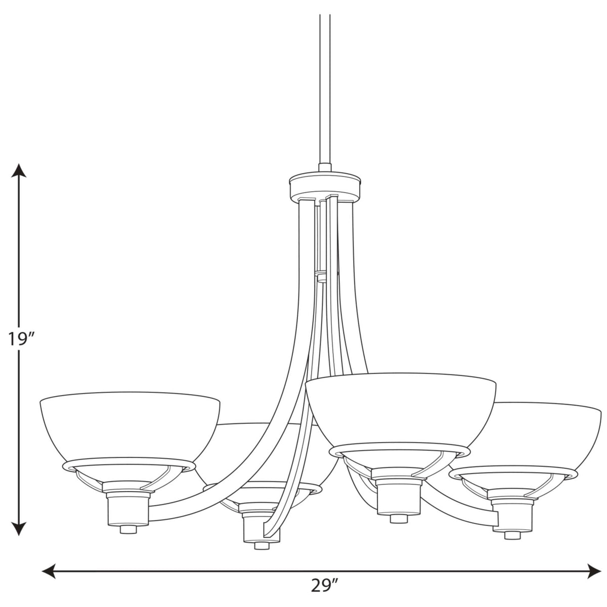 Progress Lighting Domain 4-Light Black Industrial Chandelier