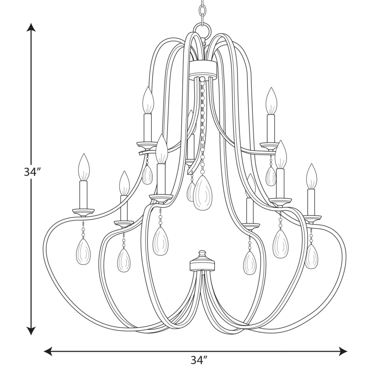 Progress Lighting Anjoux 9-Light Gray Transitional Chandelier