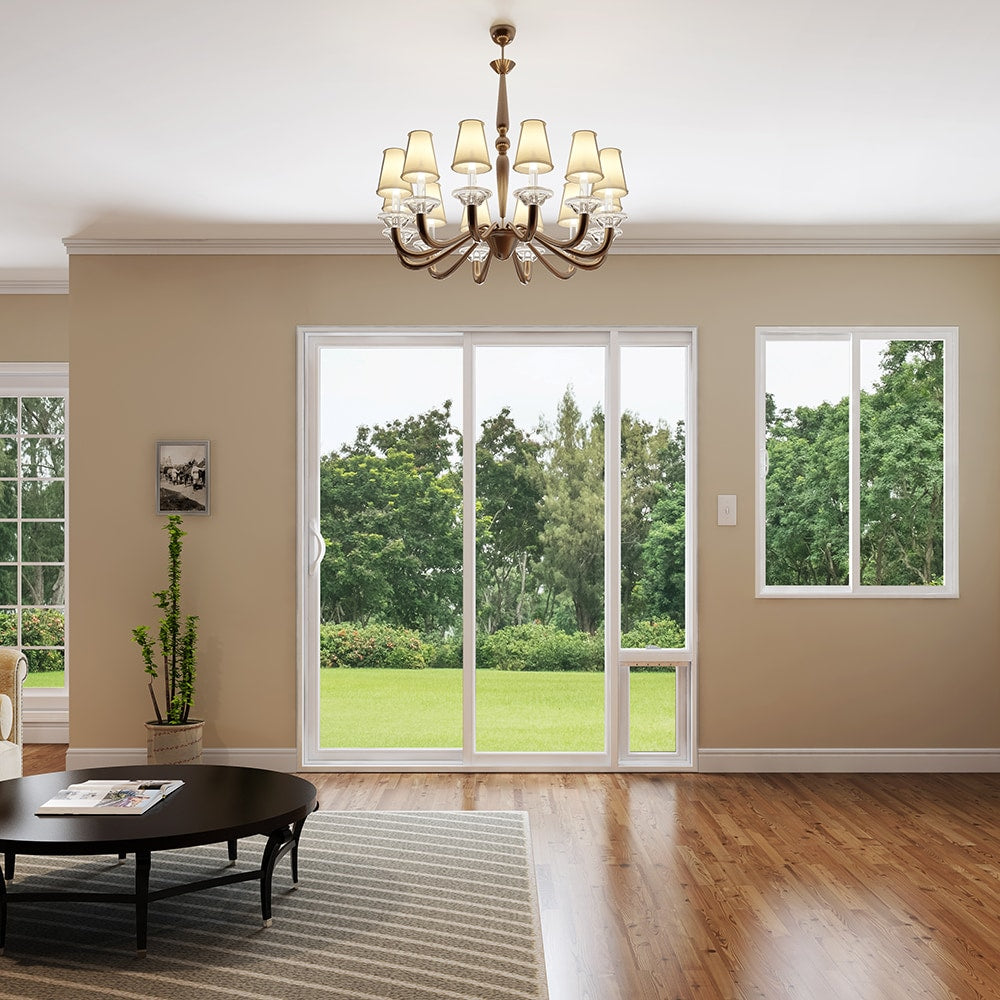 JELD-WEN 72-in x 80-in Vinyl Sliding, Right-hand sliding – installed room view