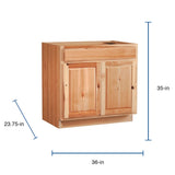 Diamond NOW Denver 36-in W x 35-in H x 23.75-in D Natural Rustic Hickory Sink Base Fully Assembled Cabinet (Raised Panel Square Style)