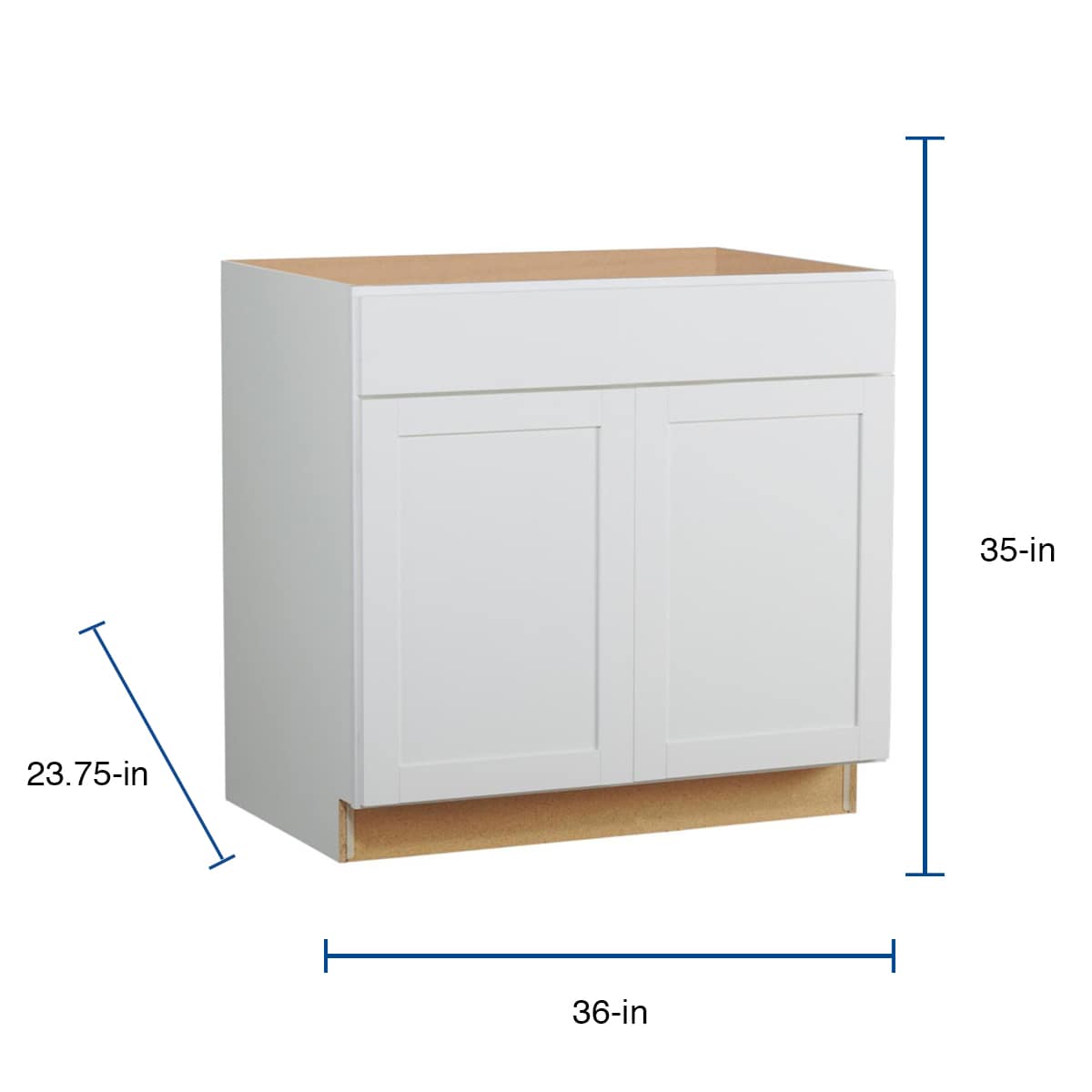 Diamond NOW Arcadia 36-in W x 35-in H x 23.75-in D White 1-Drawer Base Fully Assembled Cabinet (Recessed Panel Shaker Style)