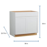 Diamond NOW Arcadia 36-in W x 35-in H x 23.75-in D White 1-Drawer Base Fully Assembled Cabinet (Recessed Panel Shaker Style)