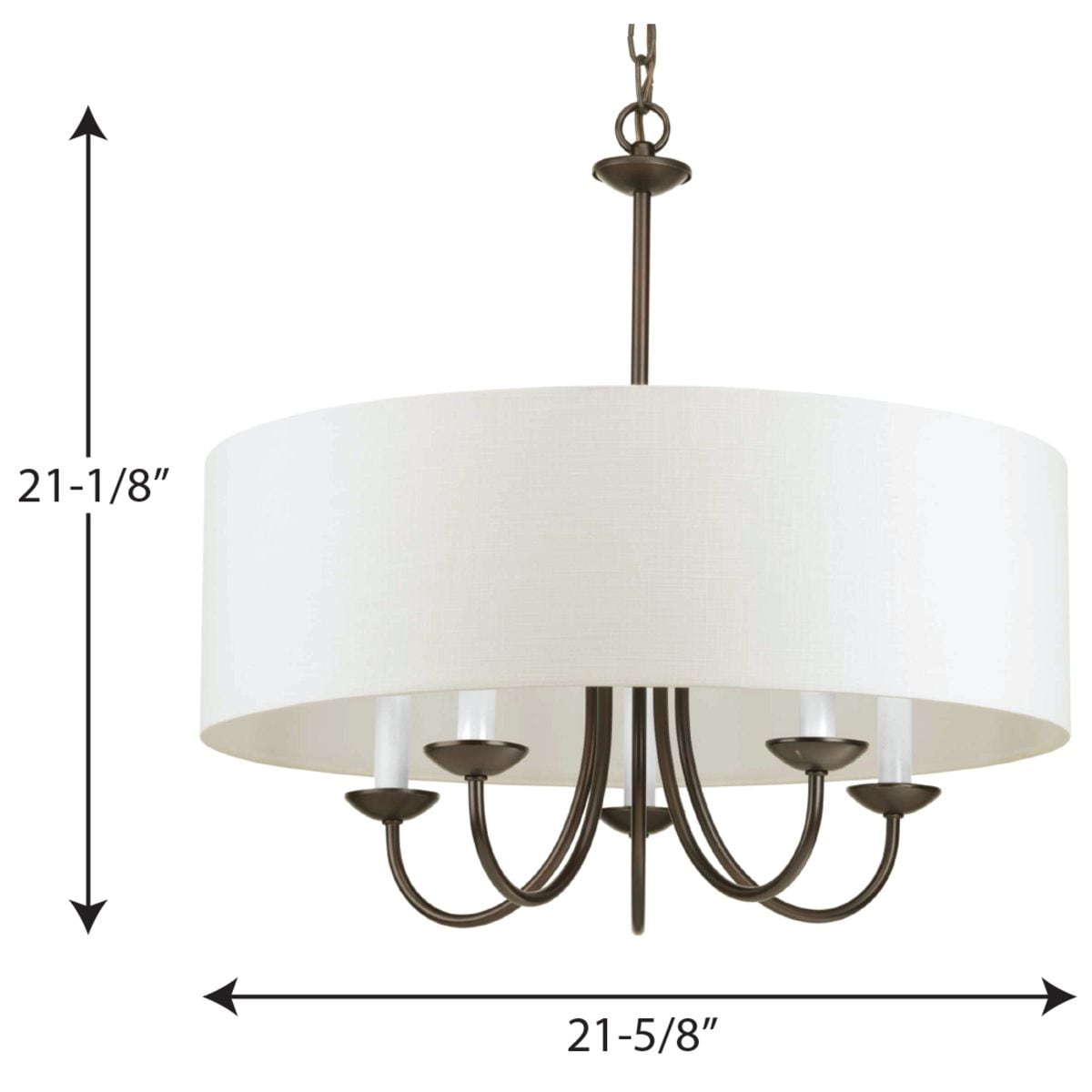 Progress Lighting Drum Shade 5-Light Antique Off-white Transitional Chandelier