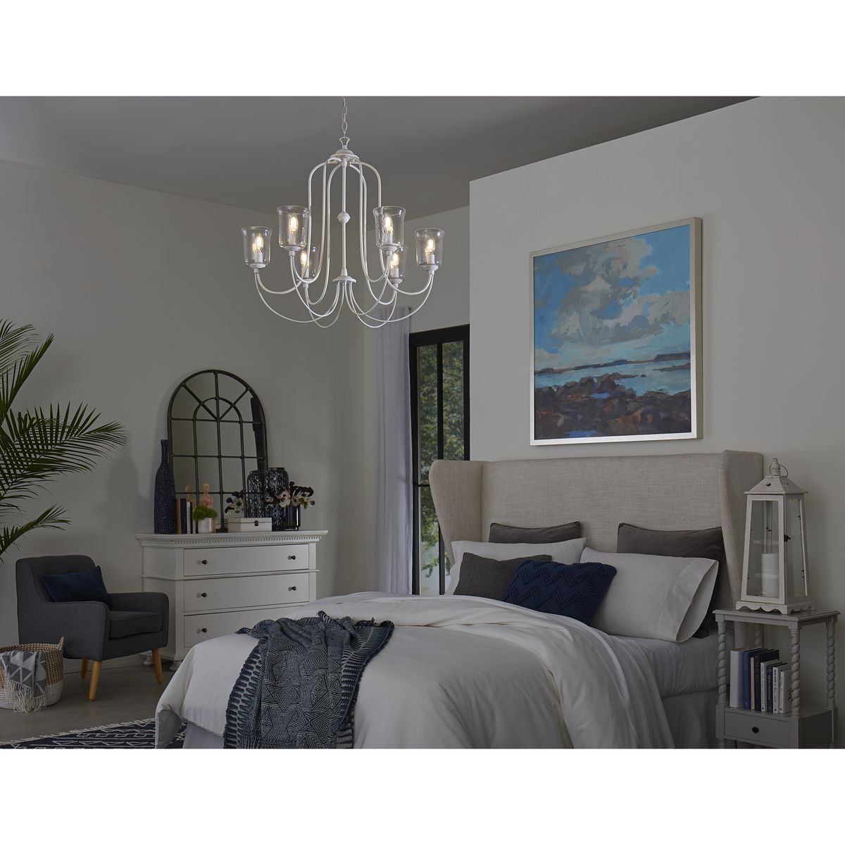 Progress Lighting Bowman 6-Light White Coastal Chandelier