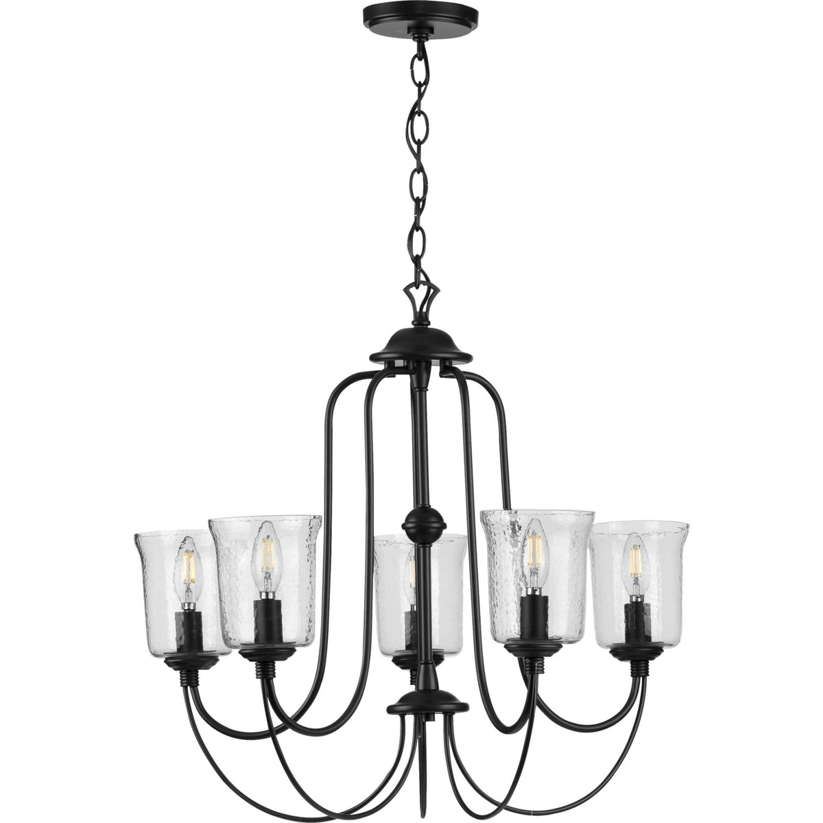 Progress Lighting Bowman 5-Light Matte Black Coastal Chandelier