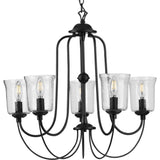 Progress Lighting Bowman 5-Light Matte Black Coastal Chandelier