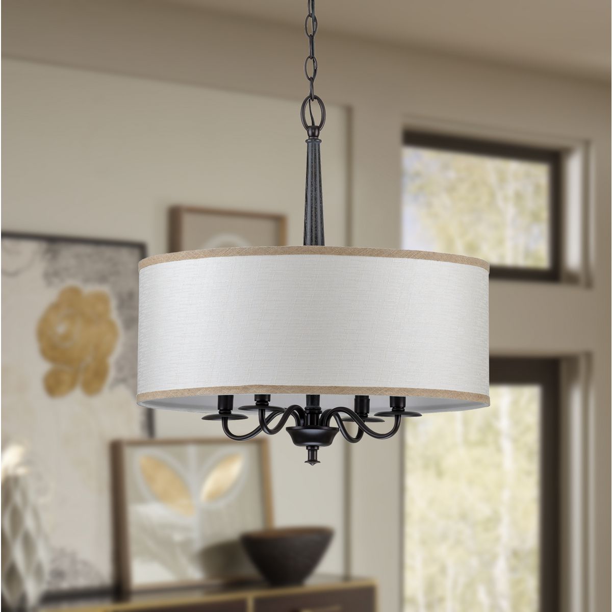 Progress Lighting Durrell 4-Light Matte Black Coastal Chandelier