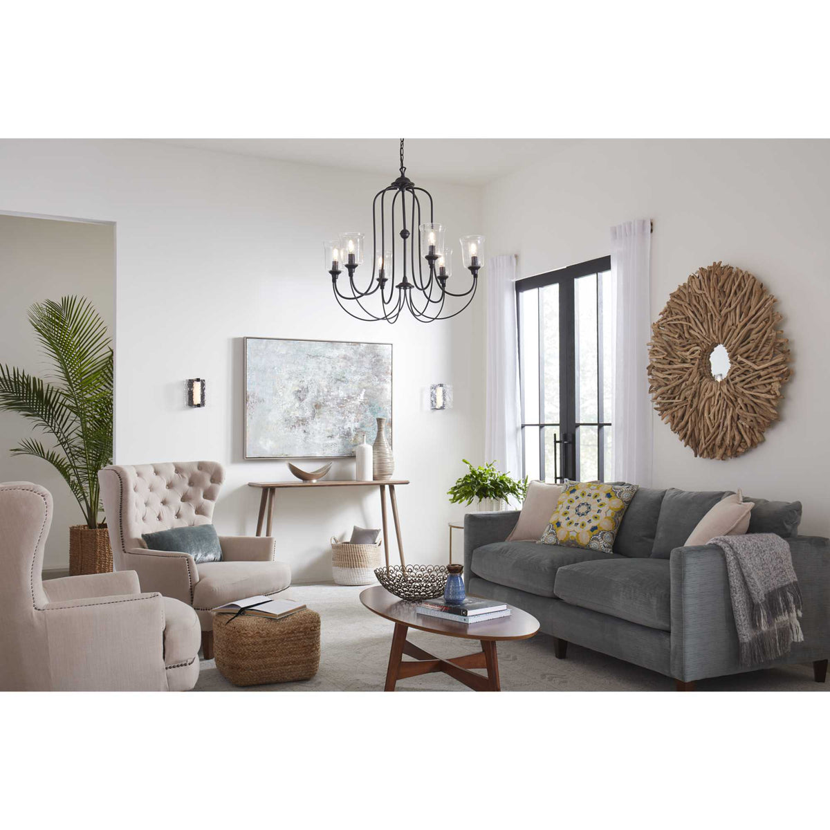 Progress Lighting Bowman 6-Light Matte Black Coastal Chandelier