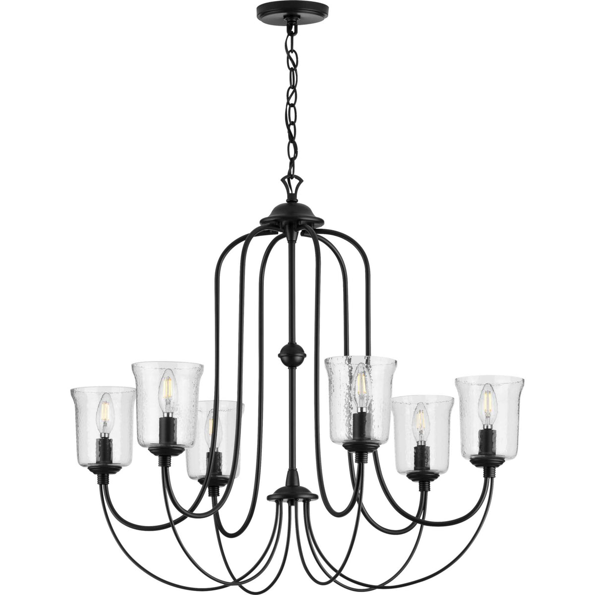 Progress Lighting Bowman 6-Light Matte Black Coastal Chandelier