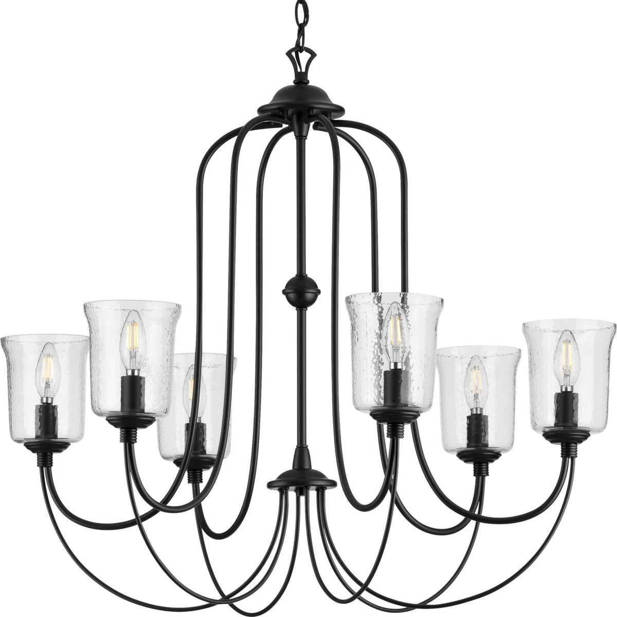 Progress Lighting Bowman 6-Light Matte Black Coastal Chandelier