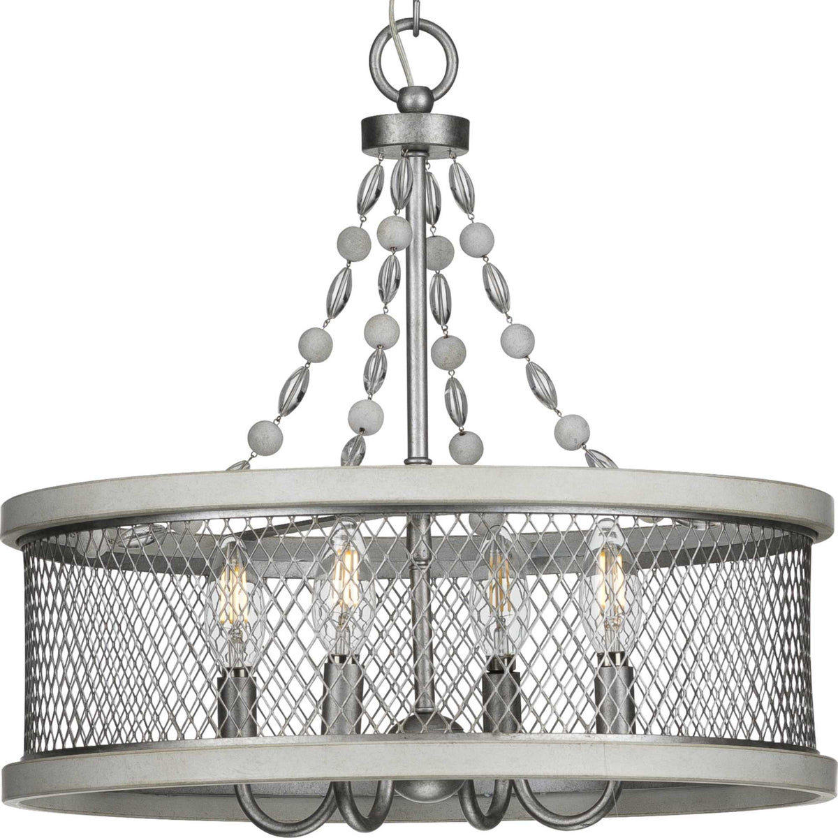 Progress Lighting Austelle 4-Light Gray Farmhouse Chandelier