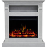 Sienna 34 in. Electric Fireplace Heater in White with Mantel, Enhanced Log Display and Remote Control - Super Arbor