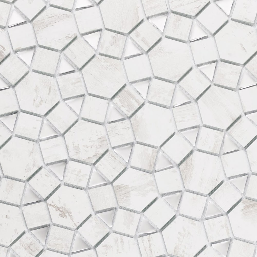 Abolos Cobblestone Birchwood 12-in x 12-in Matte Glass Wood look Round Mosaic Wall Tile product image