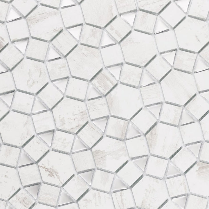 Abolos Cobblestone Birchwood 12-in x 12-in Matte Glass Wood look Round Mosaic Wall Tile product image