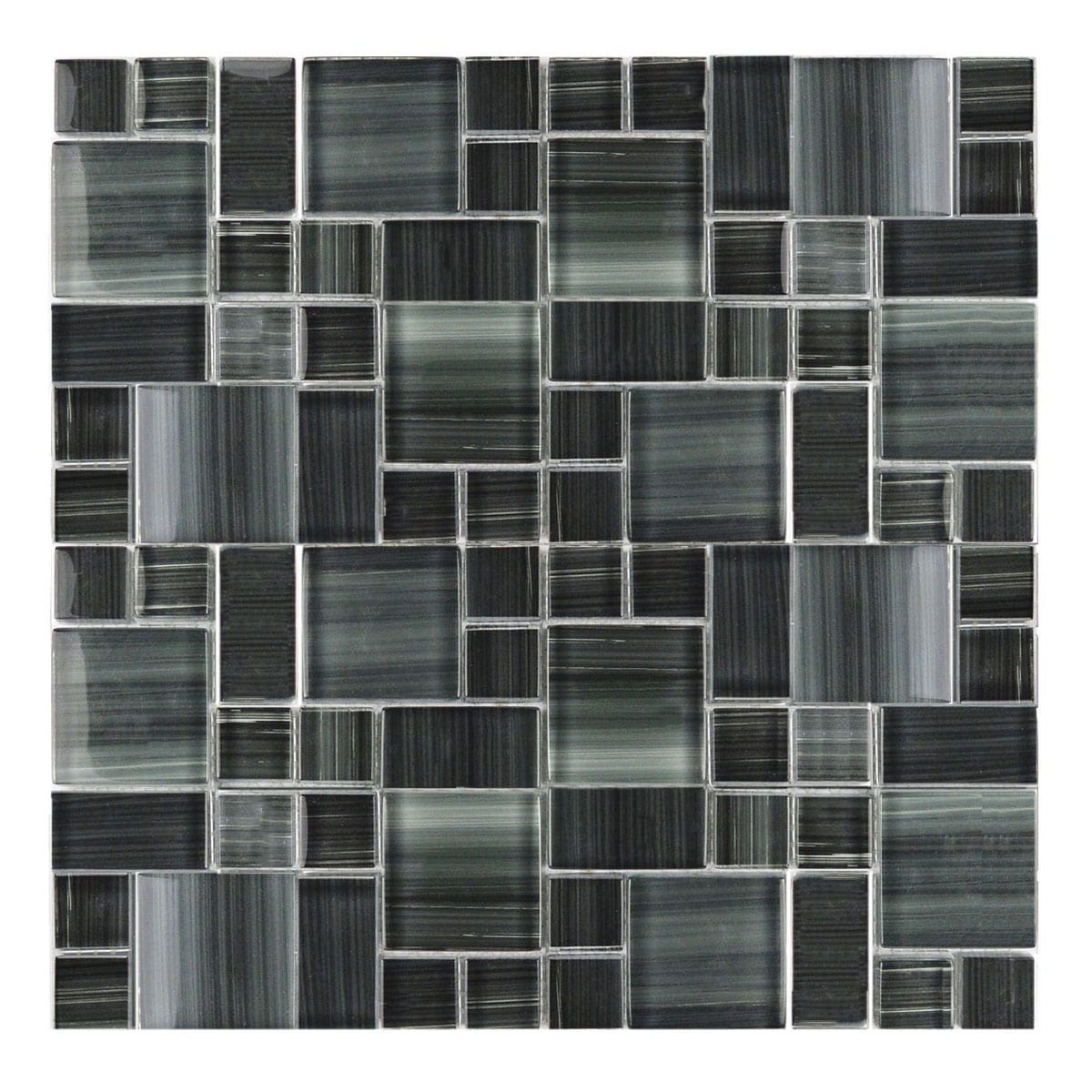 Abolos Handicraft II Lagoon/Glossy matte 12-in x 12-in Multi-finish Glass Patterned Mosaic Wall Tile product image