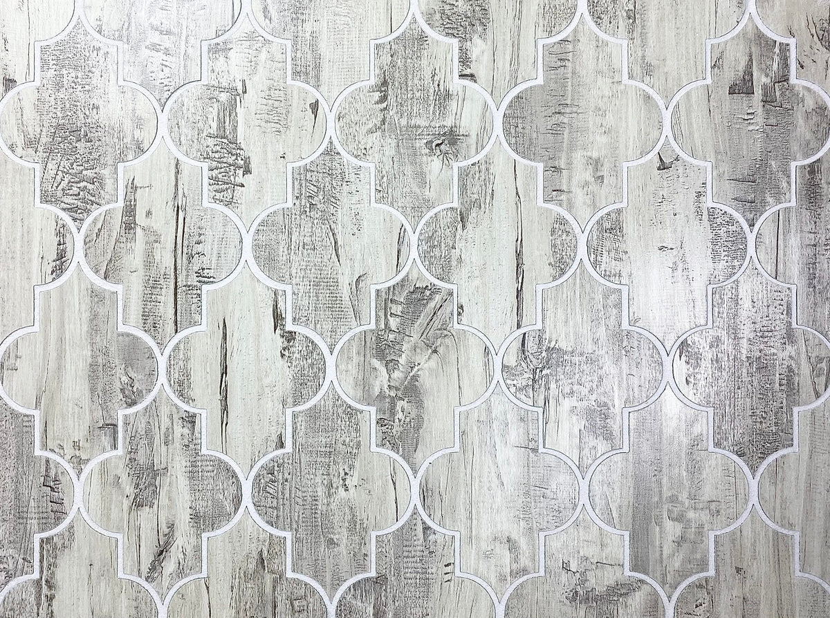 Abolos Nature Birchwood Gray 12-in x 12-in Matte Glass Wood look Arabesque Mosaic Wall Tile product image