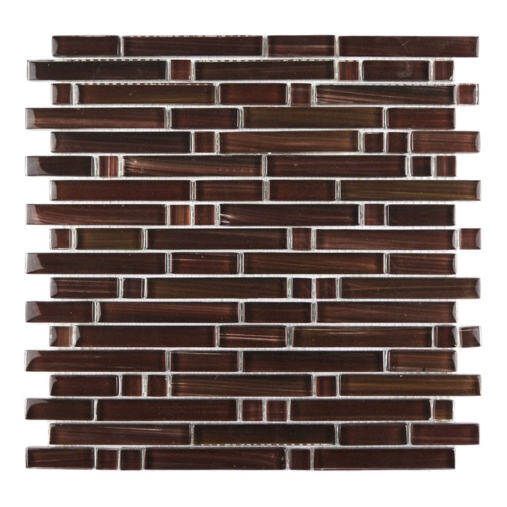 Abolos Handicraft II Red 12-in x 12-in Glossy Glass Brick look Mosaic Wall Tile product image