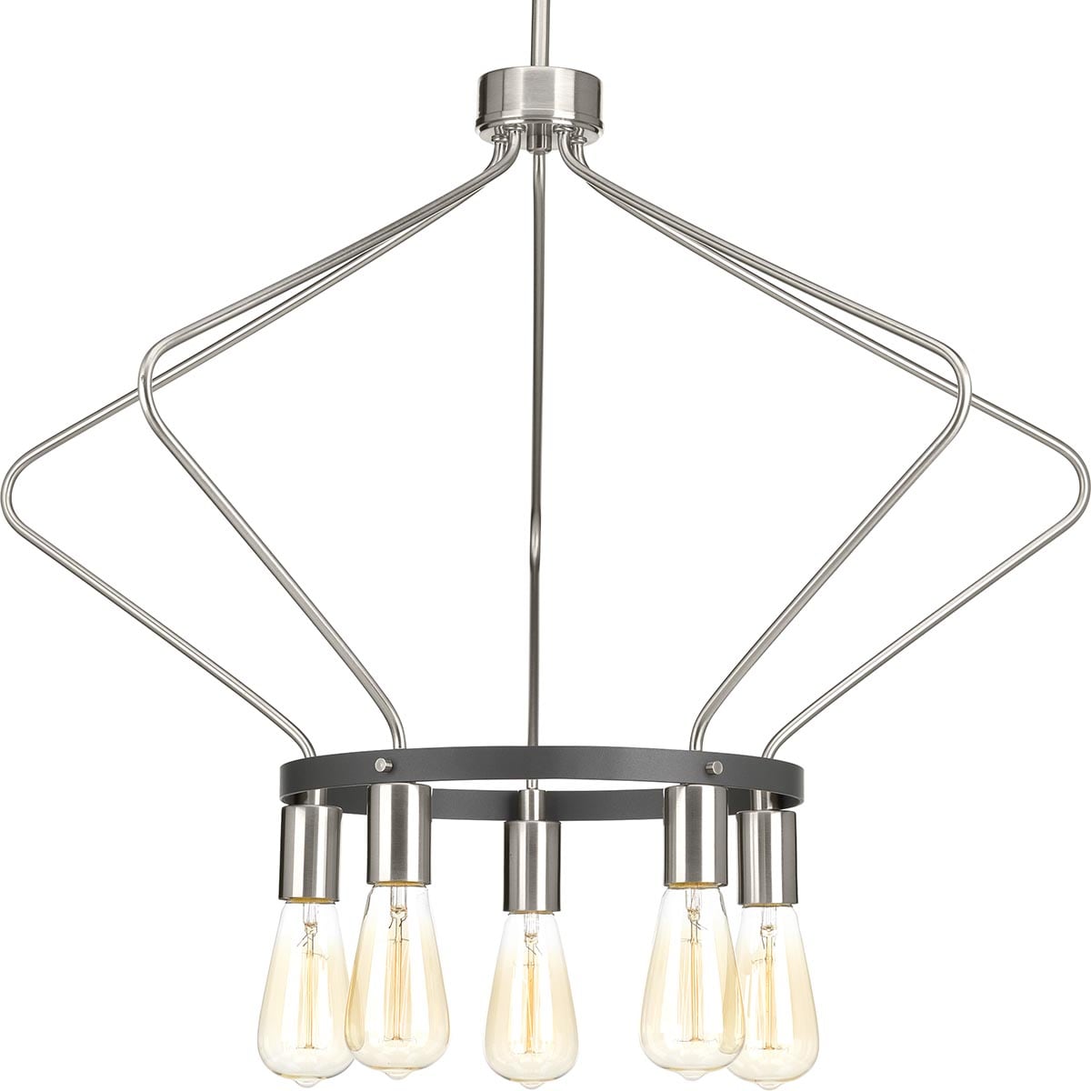 Progress Lighting Hangar 5-Light Brushed Nickel Industrial Chandelier