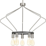 Progress Lighting Hangar 5-Light Brushed Nickel Industrial Chandelier