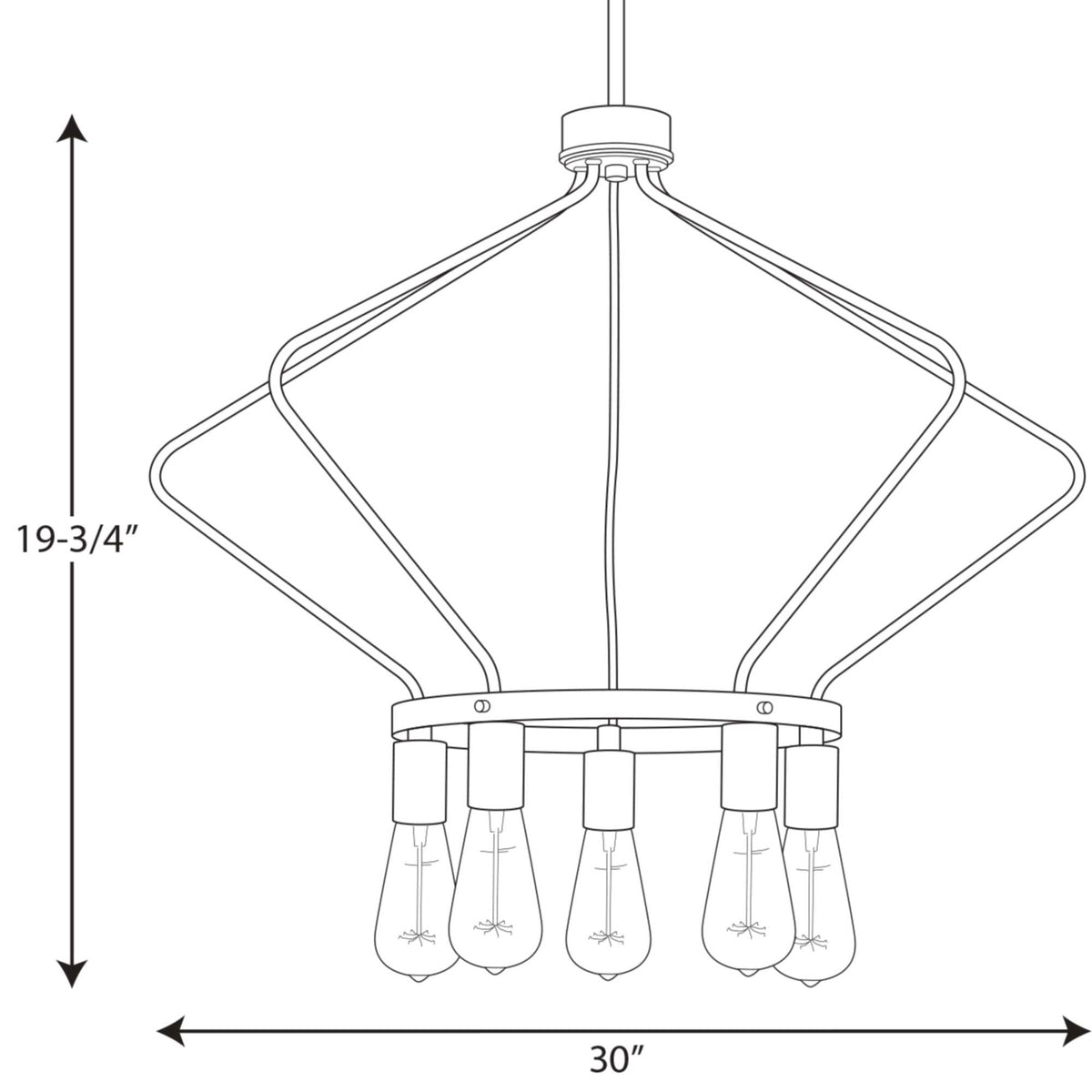 Progress Lighting Hangar 5-Light Brushed Nickel Industrial Chandelier