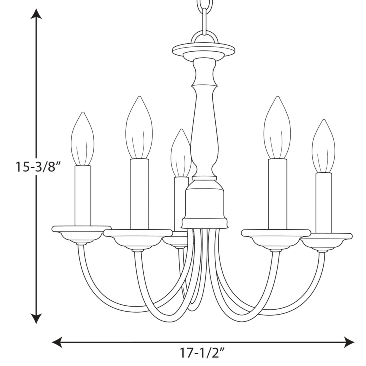 Progress Lighting Five Light 5-Light Brushed Nickel Transitional Chandelier
