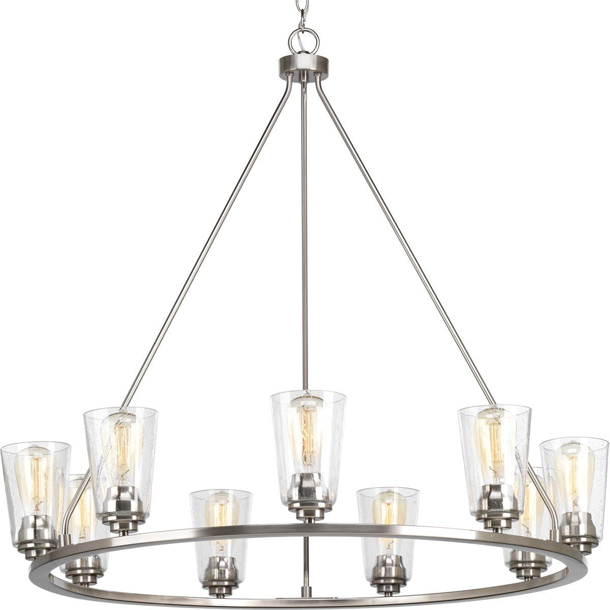 Progress Lighting Debut 9-Light Brushed Nickel Farmhouse Chandelier