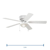 Harbor Breeze Armitage Builder Series 52-in White LED Indoor Flush Mount Ceiling Fan with Light Kit, 5-Blade