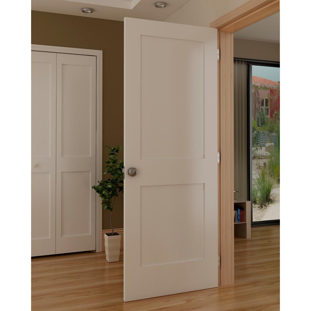 28 in. x 80 in. White 2-Panel Shaker Solid Core Pine Interior Door Slab - Super Arbor