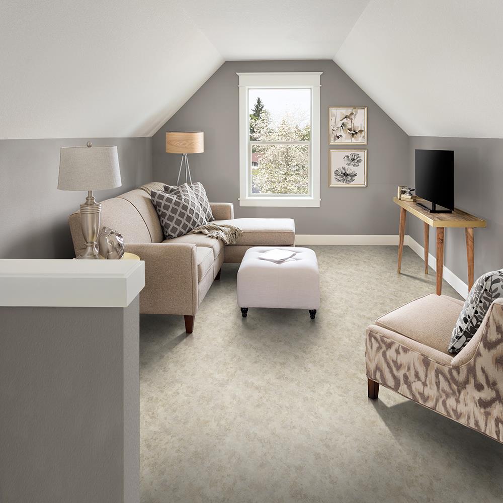 Congoleum ArmorCore LC Ethereal 12-ft W Cut-to-Length Pale Moon Stone-Look Low-Gloss Sheet Vinyl Flooring