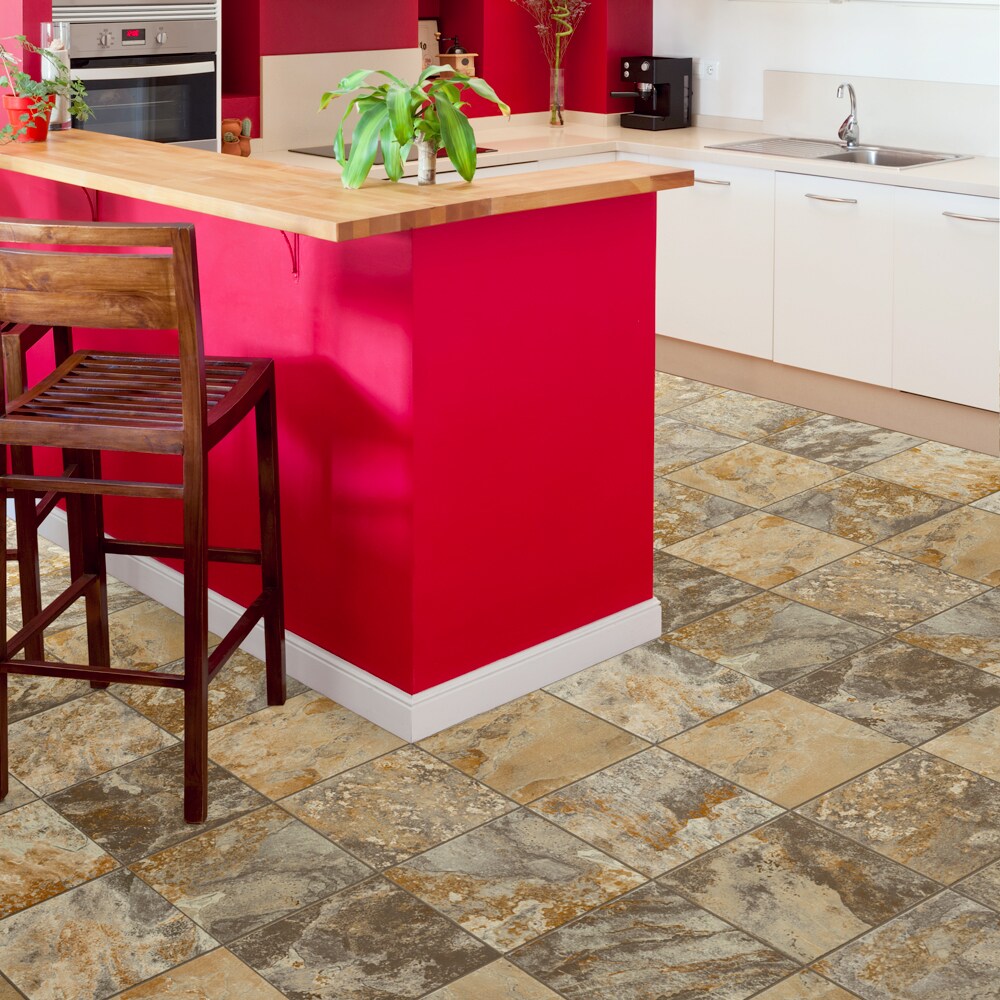 Congoleum ArmorCore Canyon View 12-ft W Cut-to-Length Adobe Rust Stone Look Low-Gloss Finish Sheet Vinyl