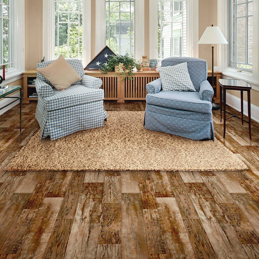 Congoleum Sample Airstep Evolution Colonial Harvest Moon Waterproof Wood-Look Glue-Down Sheet Vinyl, 13-mil Wear Layer