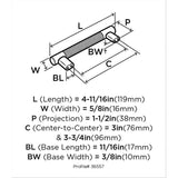 Amerock Esquire 3-in or 3-3/4-in (76Mm or 96mm) Center to Center Dual Mount Cylindrical Bar Drawer Pull