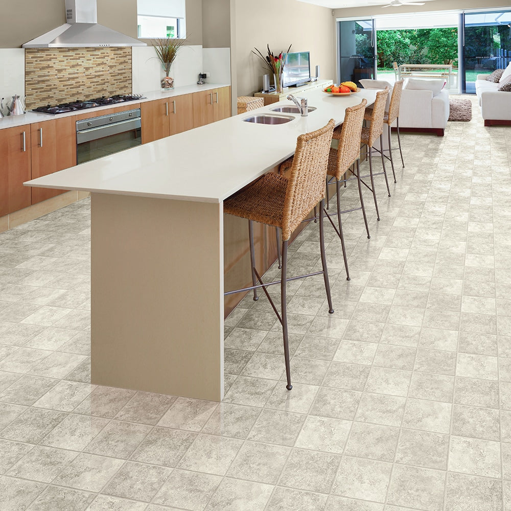 Congoleum AirStep Plus Oxford Square 12-ft W x Cut-to-Length London Fog Stone Look Low-Gloss Sheet Vinyl Flooring
