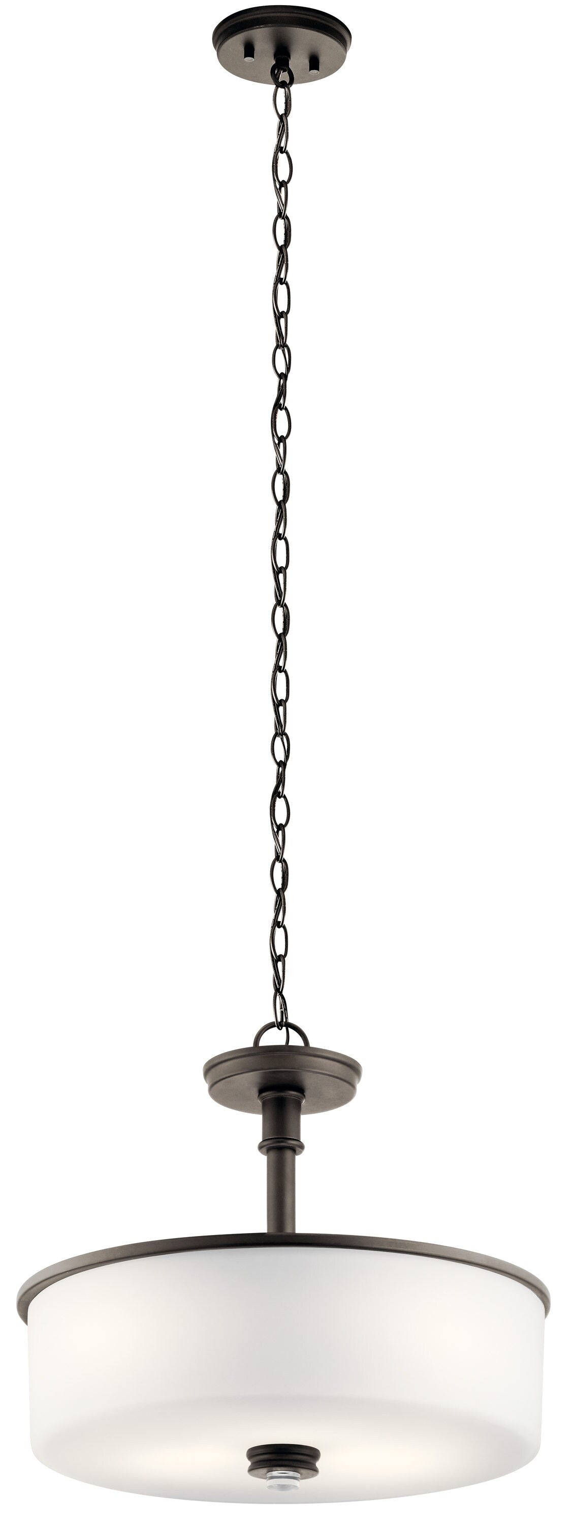 Kichler Joelson 3-Light Olde Bronze Transitional Etched Glass Drum LED Medium Hanging Pendant Light