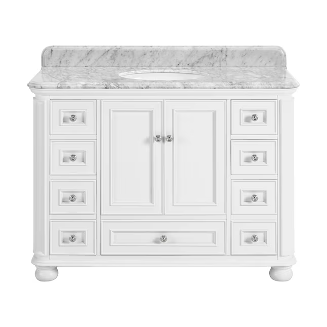 allen + roth Wrightsville 48-in White Undermount Single Sink Bathroom Vanity with Carrara Natural Marble Top