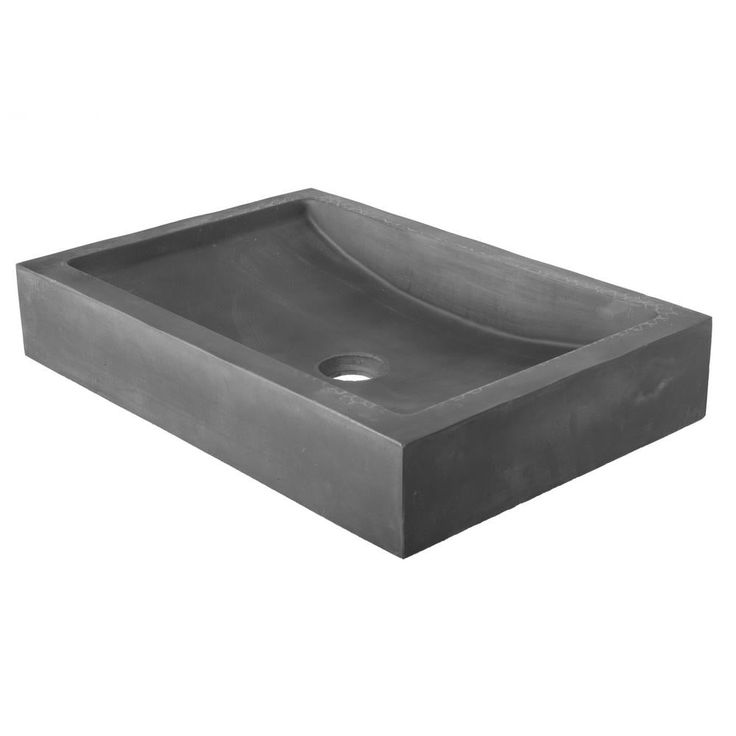 Eden Bath 22 in. Shallow Wave Concrete Rectangular Vessel Sink in Charcoal