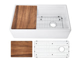 Superior Sinks 33-in x 19-in White Fireclay Single Bowl Tall Apron-Front Undermount Workstation Farmhouse Kitchen Sink, SPFC33LDGX