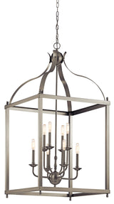 Kichler Larkin 8-Light Brushed Nickel Transitional Lantern Large Hanging Pendant Light
