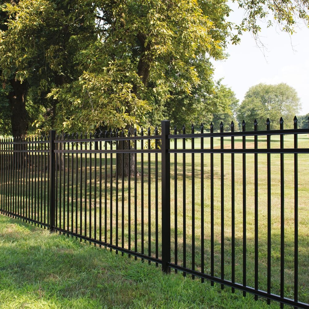 Freedom Providence 7-ft H x 2-in W Black Aluminum Spaced Picket Pressed-point Decorative End Fence Post