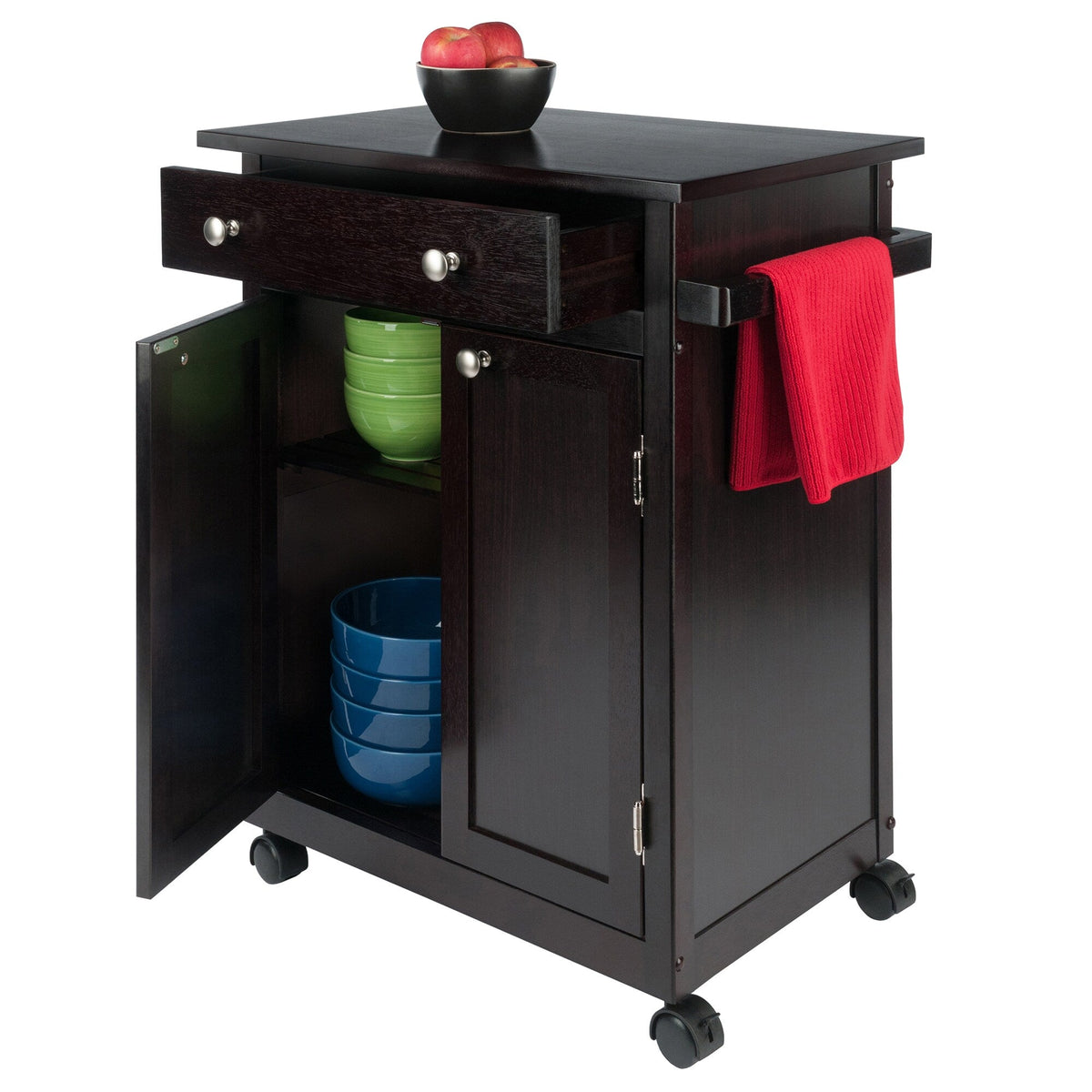 Winsome Wood Brown Wood Base with Mdf Top Rolling Kitchen Cart (17.72-in x 26.89-in x 34.02-in)