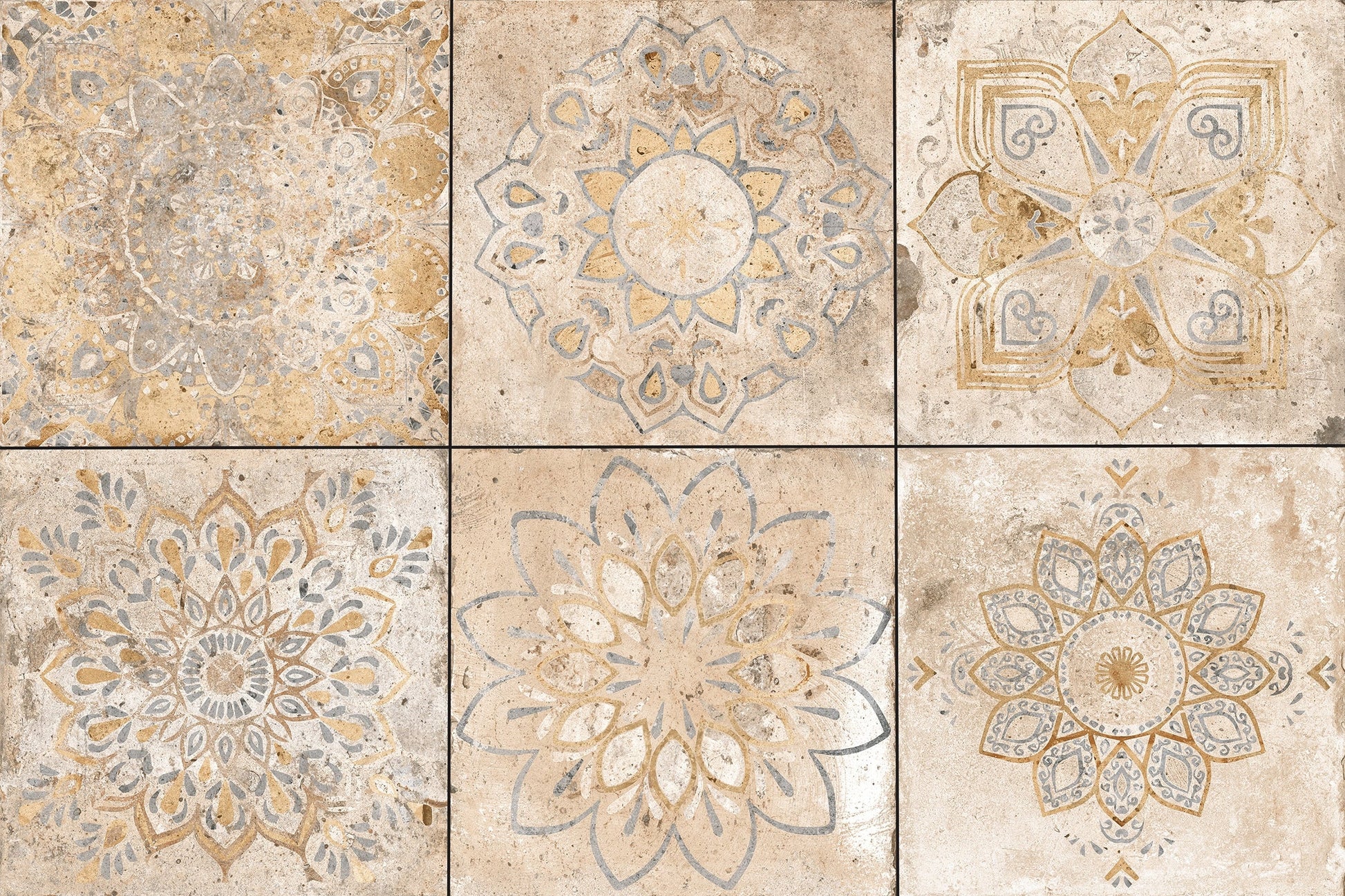 allen + roth Marbella DAcor Weathered Mediterranean 12-in x 12-in Glazed Porcelain Encaustic Floor and Wall Tile product image