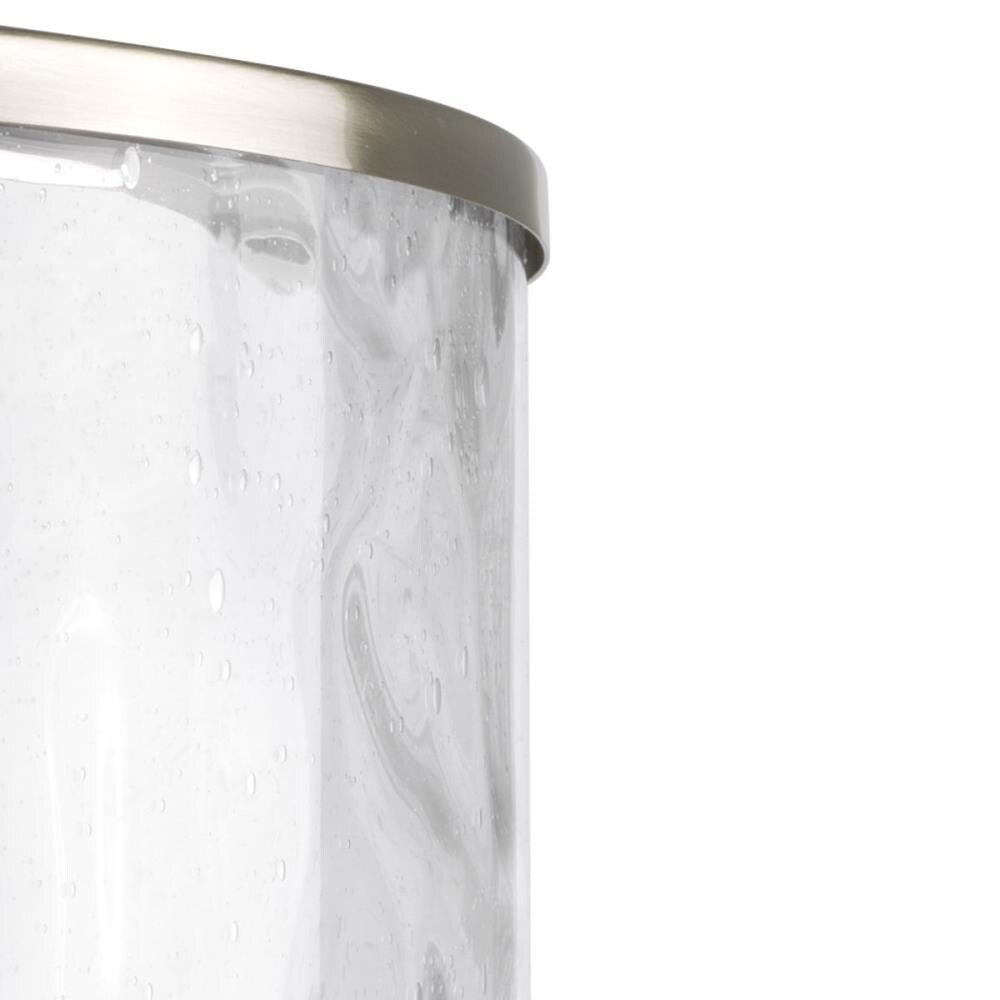 Progress Lighting Bay Court 1-Light Brushed Nickel Textured Glass Drum Pendant, 11.75-in x 18.25-in